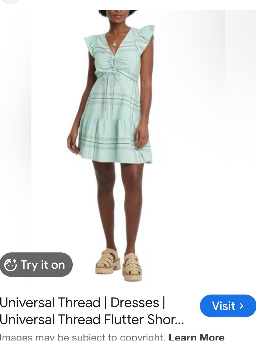 Universal Thread Mint Green Ruffle-Shoulder Tiered Mini Dress